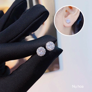 Bông tai nụ xoàn hột chủ 5ly gắn đá siêu sáng Kami B1T2