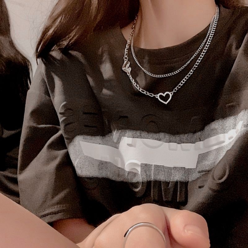 Dây Chuyền Kép Xích Trái Tim - TS1764 - BCorner