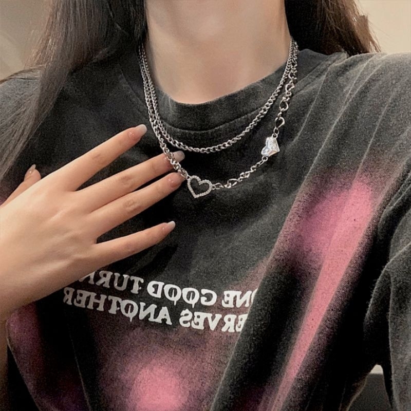 Dây Chuyền Kép Xích Trái Tim - TS1764 - BCorner