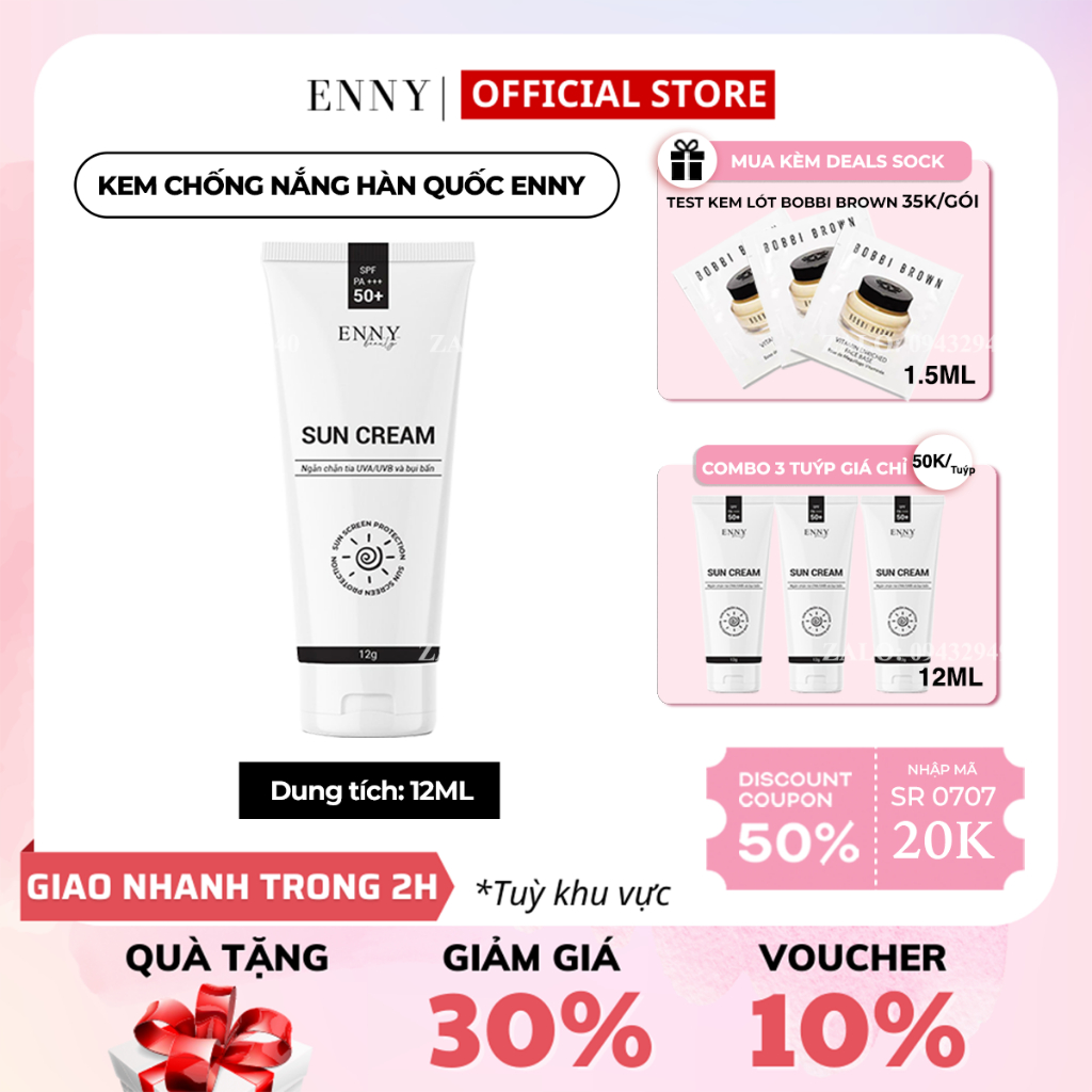 Kem Chống Nắng ENNY Nhập Khẩu Hàn Quốc Minisize 12ML (Phiên Bản Giới Hạn)