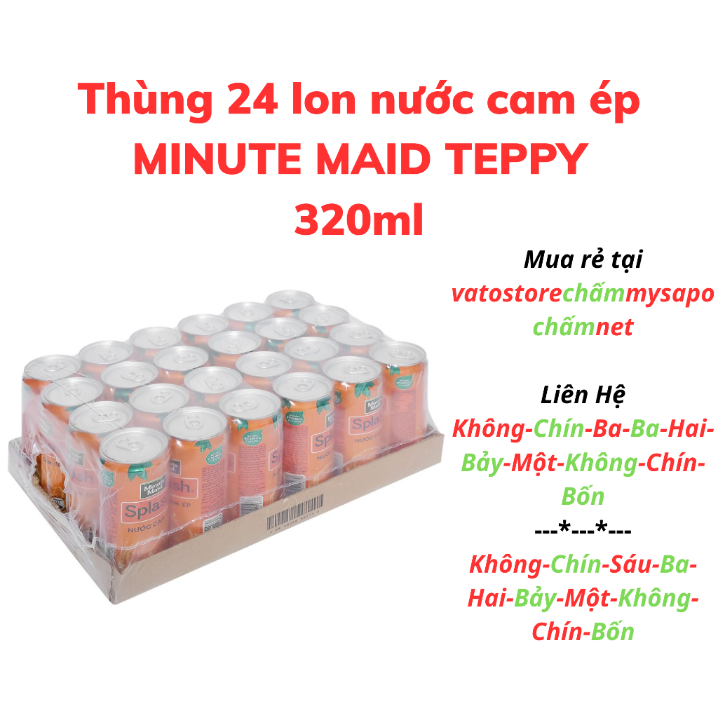 Thùng 24 lon nước cam ép Splash 320ml / Lốc 6 lon nước cam ép Minute Maid Splash 320ml