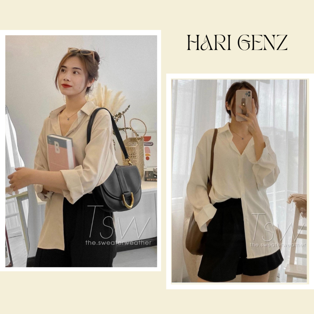 Áo sơ mi form rộng Ulzzang  Hari GenZ 634  P0K12