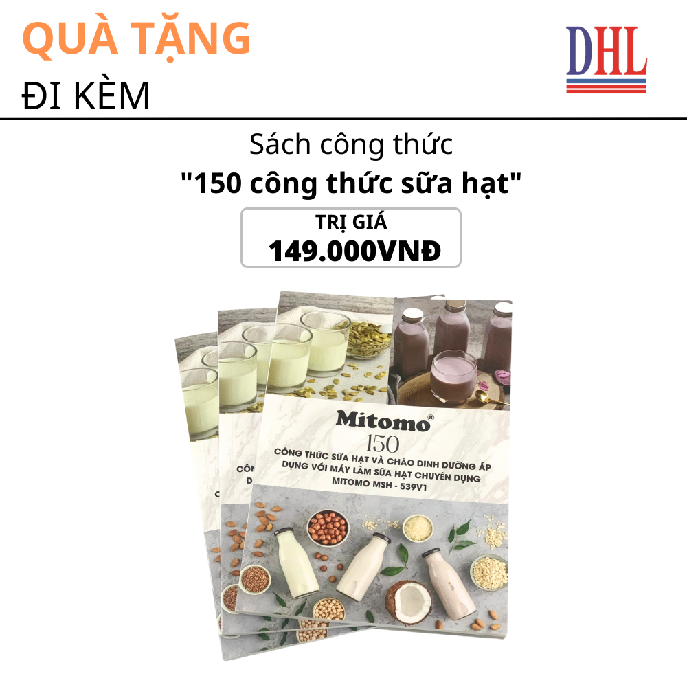 Máy làm sữa hạt, nấu cháo Mitomo MSH-539V1, Công suất 1800W - Bảo hành 3 năm