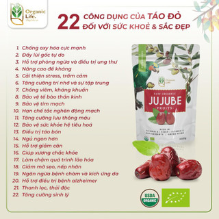 Táo đỏ hữu cơ Organic Life (Raw Organic Jujube Fruits Organic Life) - 250gr & 500gr
