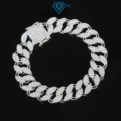 Lắc tay cuban đính đá cao cấp thiết kế mắt tròn bản 11mm cá tính LTA0117 - Trang Sức TNJ