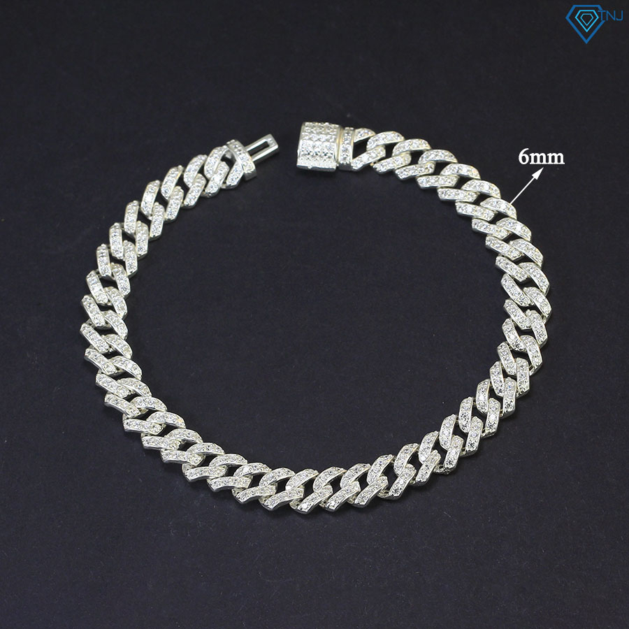 Lắc tay nam cuban bản siêu nhỏ 6mm đính đá cá tính LTA0118 - Trang Sức TNJ