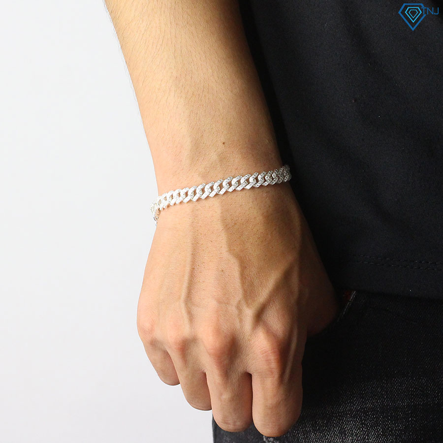 Lắc tay nam cuban bản siêu nhỏ 6mm đính đá cá tính LTA0118 - Trang Sức TNJ