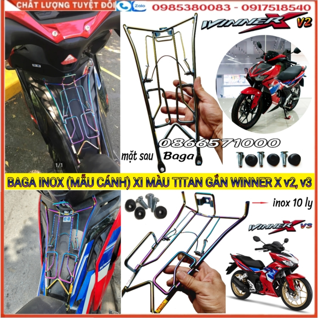 Baga Inox Mẫu Cánh Khung 10 Ly, Cần Số Inox 2 Chiều Gắn Như Zin Honda Winner X V2, V3 Từ 2019 – 2023 (Ảnh Tự Chụp)