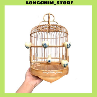 Lồng chim vành khuyên lùn trúc trắng 3 cầu size 22x22 cao cấp được mài mịn sáng bóng