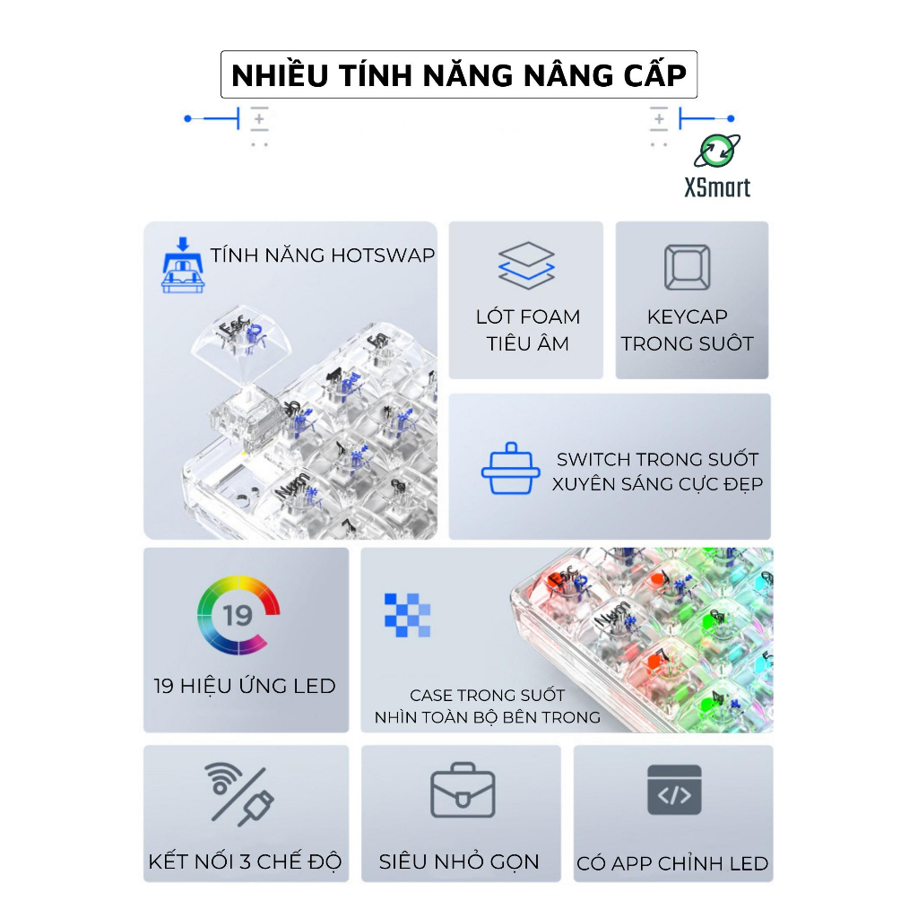 Bàn Phím Số Không Dây Bluetooth 5.0 Attack Shark K21 Phím Cơ LED RGB Hotswap 5 Pin Cho Kế Toán Game Thủ | BigBuy360 - bigbuy360.vn