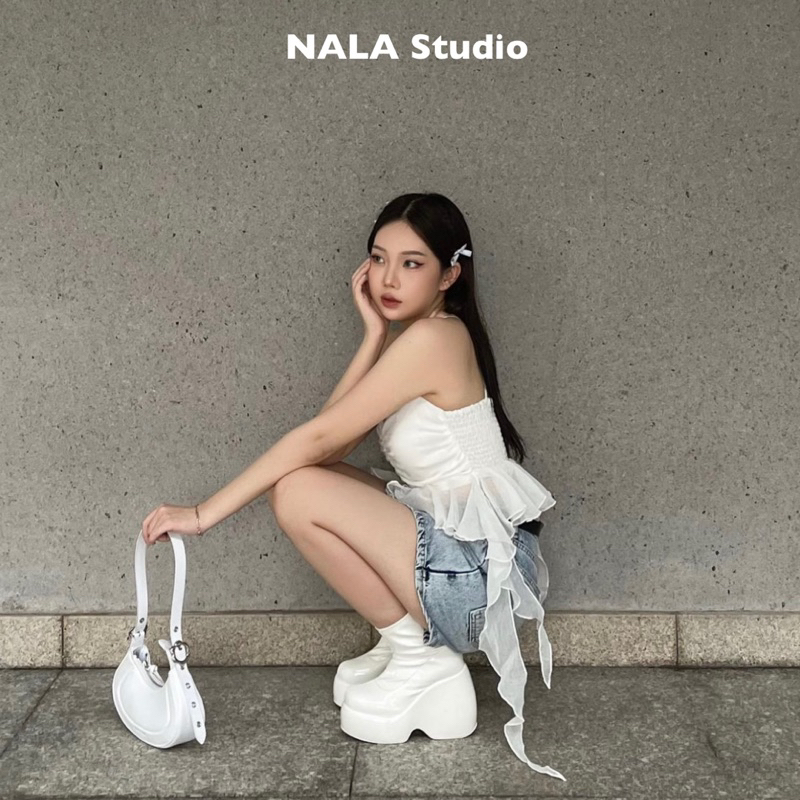 Áo hai dây tua rua xòe cúp ngực sexy vải tơ ôm body NALA Studio