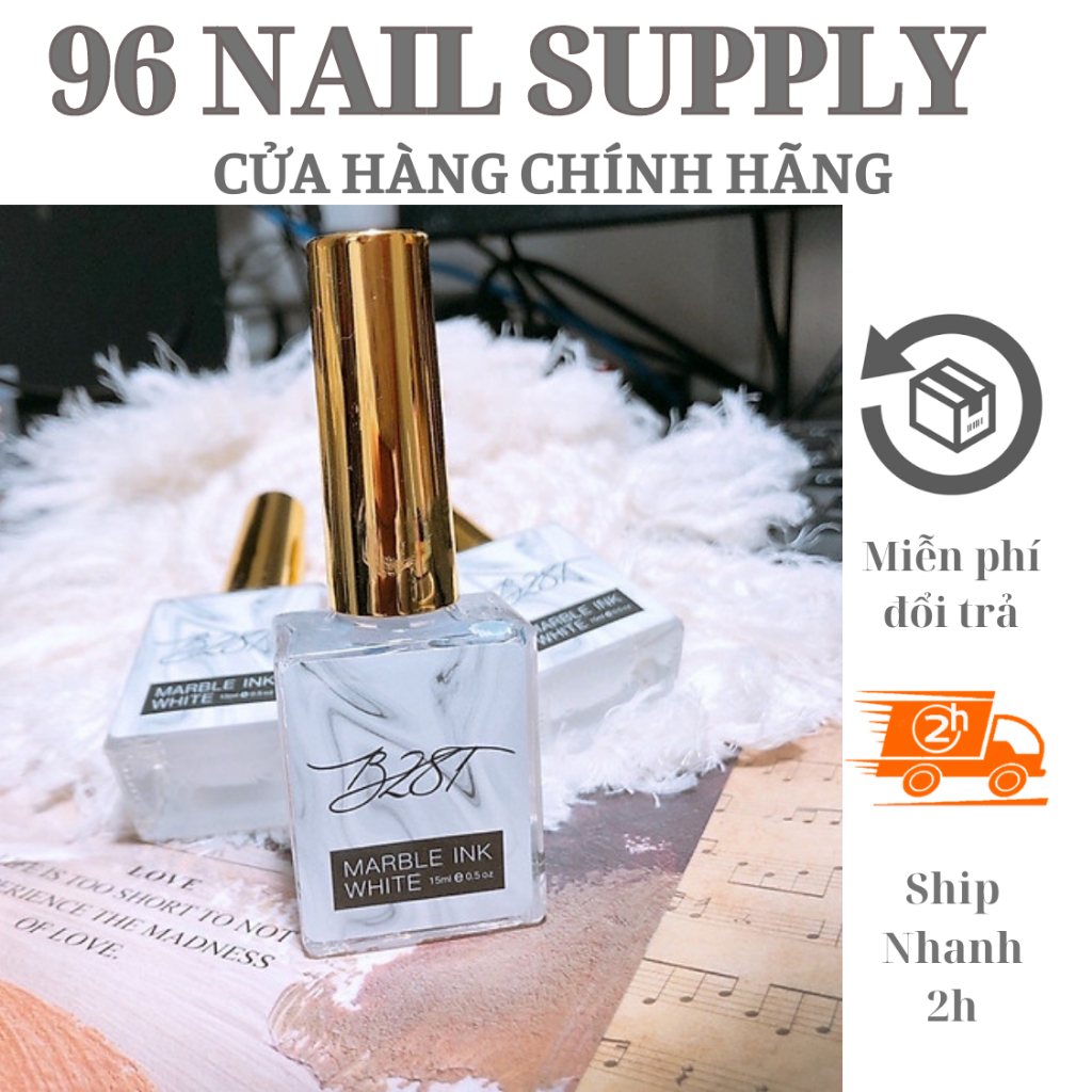 Loang Cồn Lẻ Trắng - Đen B281 , Cồn Loang Lẻ Màu  Làm Vân Đá Mable  Chai 15ml