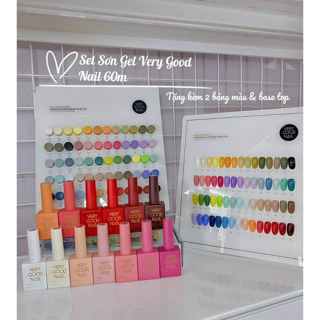 Set sơn gel Very good nail 60 màu tặng kèm 2 bảng màu Hàn Quốc chính hãng