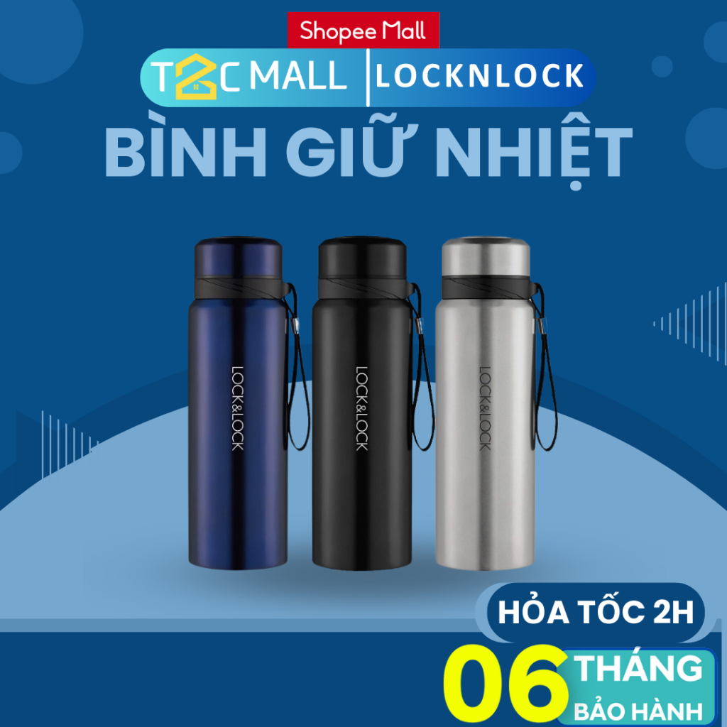 Bình Giữ Nhiệt LocknLock 800ML Có Khay Lọc Trà Và Dây Treo Lock&Lock Vacuum Bottle LHC6180 T2Cmall