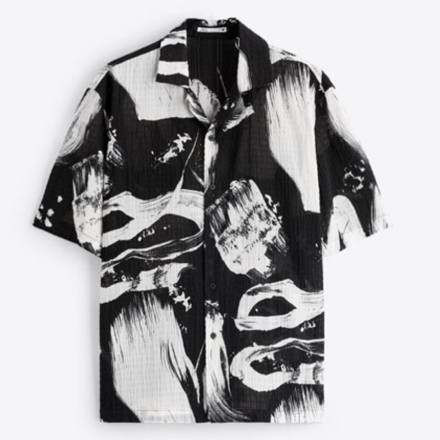 Áo sơ mi Zara authentic ABSTRACT PRINT size S