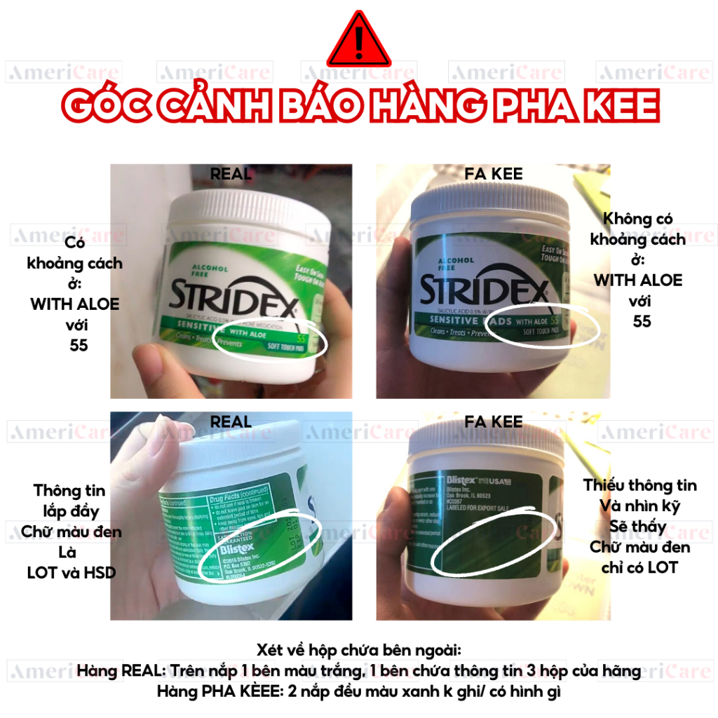 Miếng Lau Giảm Mụn Stridex, Toner Pad BHA Tẩy Tế Bào Cho Da Nhạy Cảm BHA 0.5% - 1% - 2%