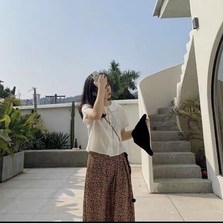 phong cách hàn quốc áo sơ mi kiểu nữ dáng ngắn cổ búp bê buộc nơ ulzzang ảnh thật