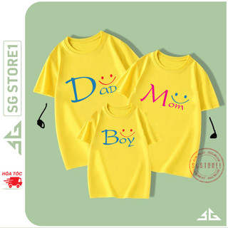 Áo thun đồng phục gia đình mẫu GD210VD màu vàng thun cotton dày dặn | SGSTORE1