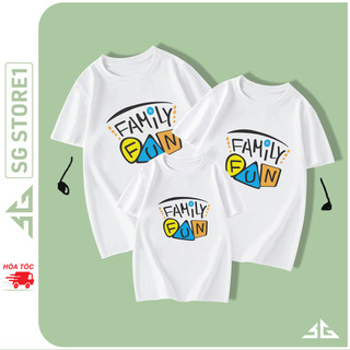 Áo thun gia đình đồng phục độc lạ mẫu Family Fun màu trắng thun cotton dày dặn GD297T | SGSTORE1