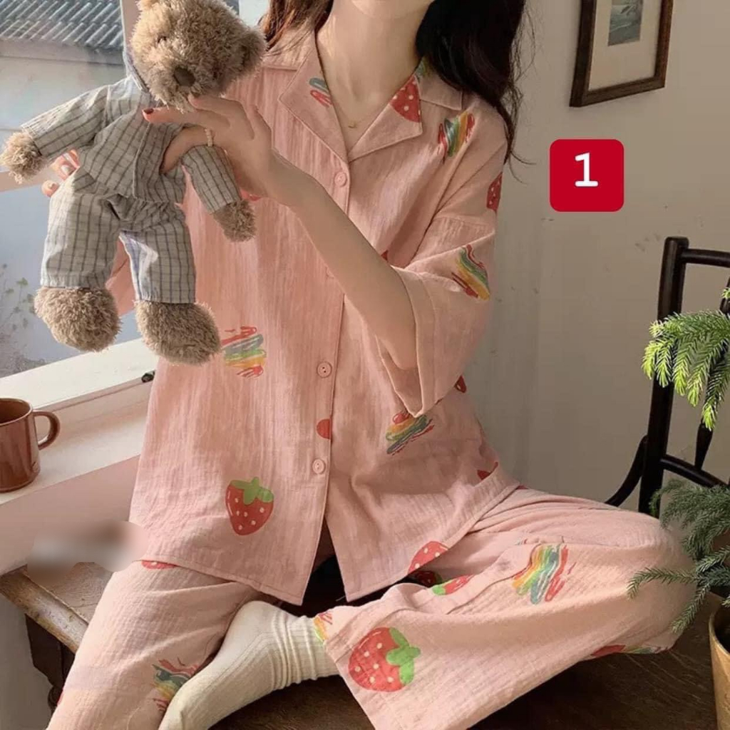 Đồ bộ nữ bộ mặc nhà áo cộc tay quần dào chất liệu mềm mát 6 mẫu như hình TC495-2308