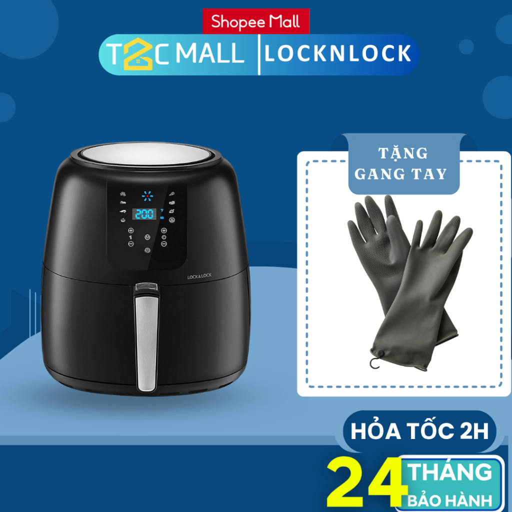 Nồi Chiên Không Dầu Điện Tử 7.2L LocknLock EJF296BLK - T2Cmall