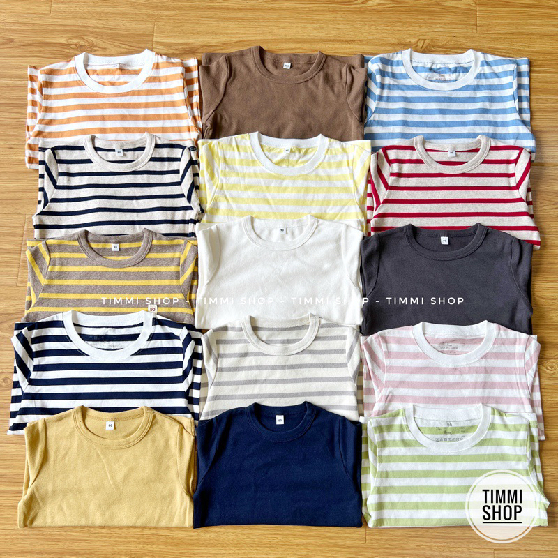 Áo Phông Dài Tay Xuất Nhật Cotton Oragnic Mềm Mát Nhiều Mẫu M.uji Kẻ Việt Nam Xuất Khẩu