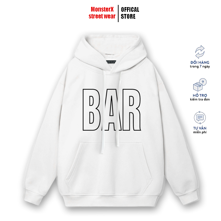 Áo hoodie nỉ bông Monster X Street BAR nam nữ form rộng thu đông Local Brand