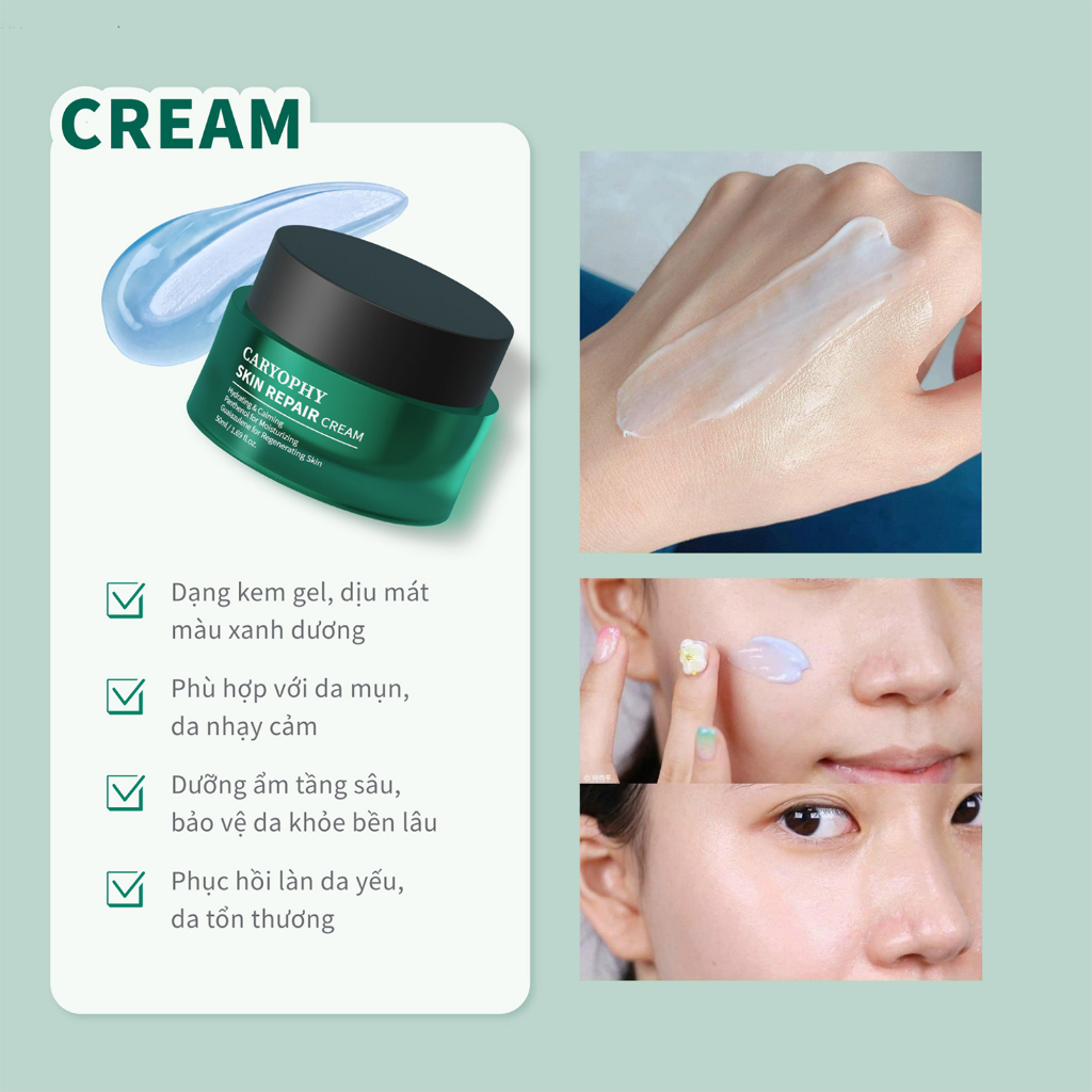 Kem dưỡng ẩm phục hồi da tổn thương Caryophy Skin Repair Cream Hàn Quốc giúp da mềm mịn 50ml