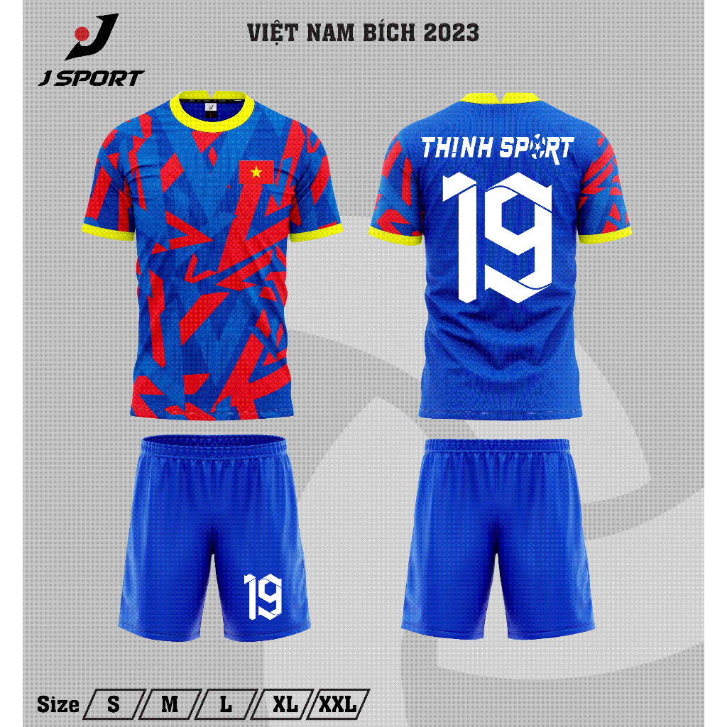 In tên số, bộ quần áo đá banh, bóng đá tuyển Việt Nam xanh dương