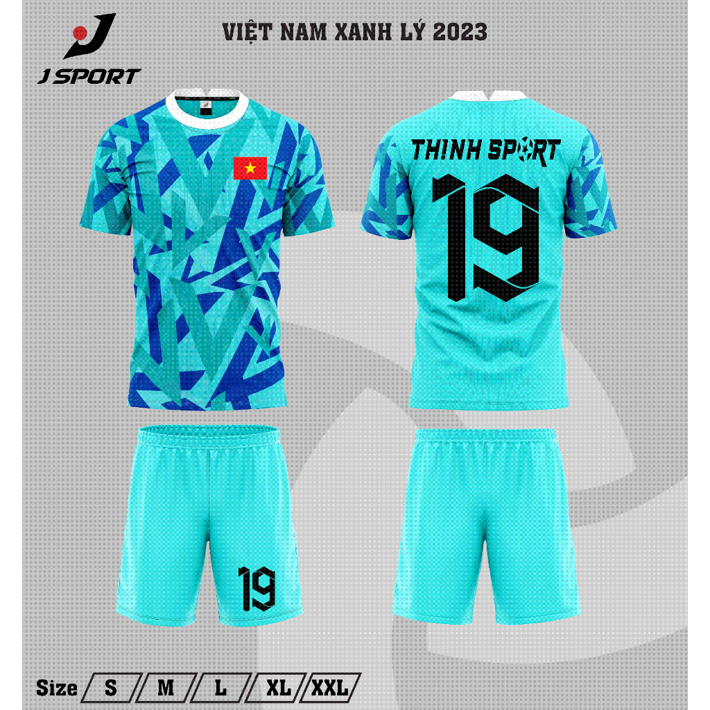 In tên số, bộ quần áo đá banh, bóng đá tuyển Việt Nam xanh dương