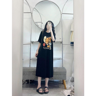 Váy thun dáng dài, đầm suông bầu chất cotton Gemmy Shop in hình Bura