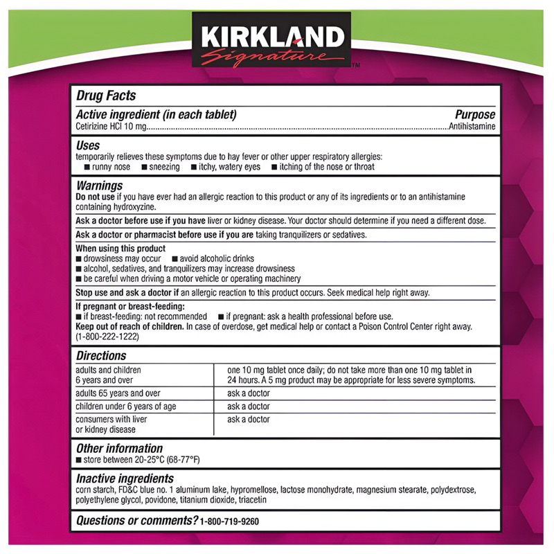 🇺🇸Kirkland Allergy Aller-Tec Indoor & Outdoor Allergies 365v