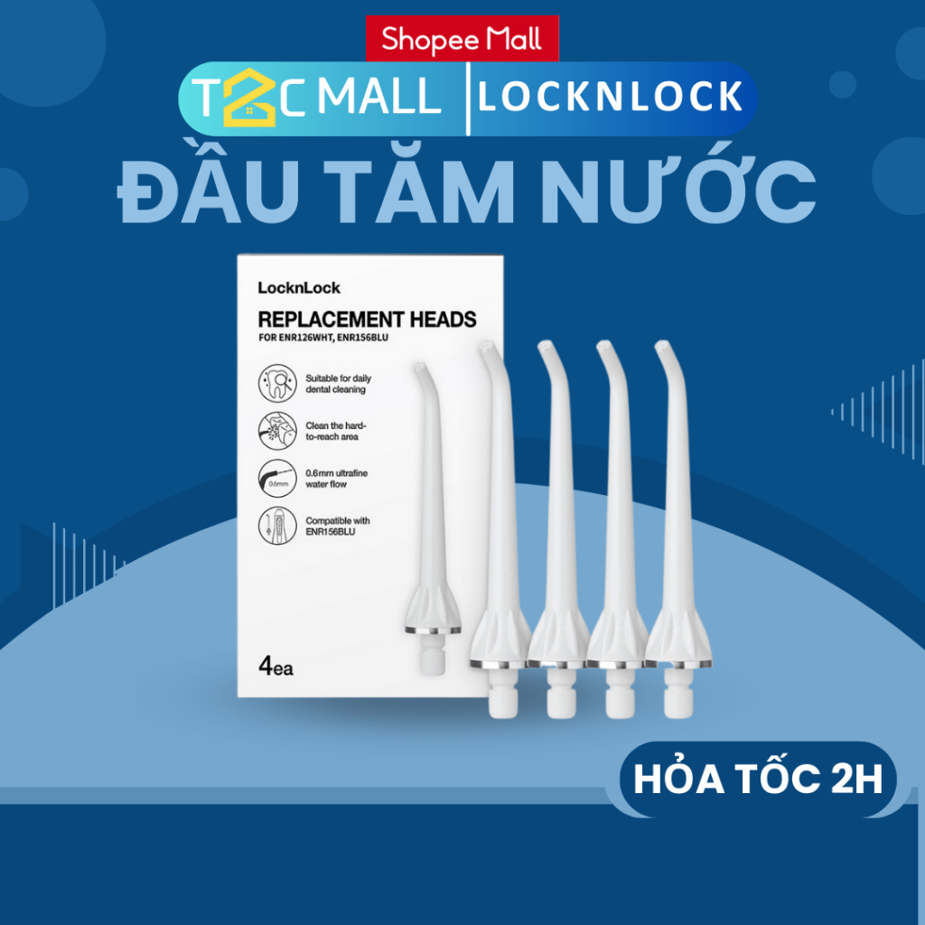 Bộ 4 đầu tăm nước thay thế cho ENR126WHT và ENR156BLU Lock&Lock Replacement heads - Màu trắng - ENR126WHT_RB- T2CMALL