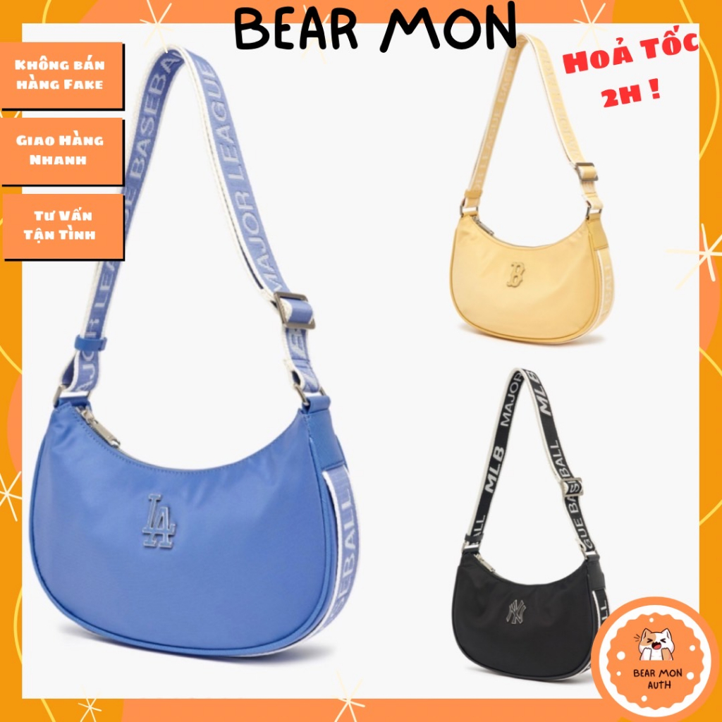 Túi MLB Basic Nylon Adjustable Hobo Bag Boston Red Sox 3Abqs033N Màu vàng đen xanh