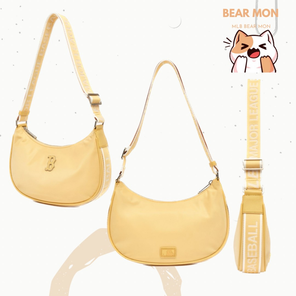 Túi MLB Basic Nylon Adjustable Hobo Bag Boston Red Sox 3Abqs033N Màu vàng đen xanh