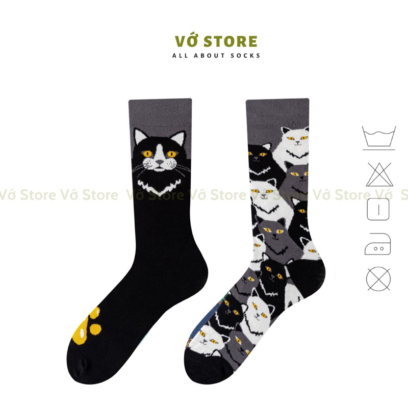Tất(vớ) Nam Nữ Mix&Match họa tiết BLACK CAT chất liệu cotton mềm mại