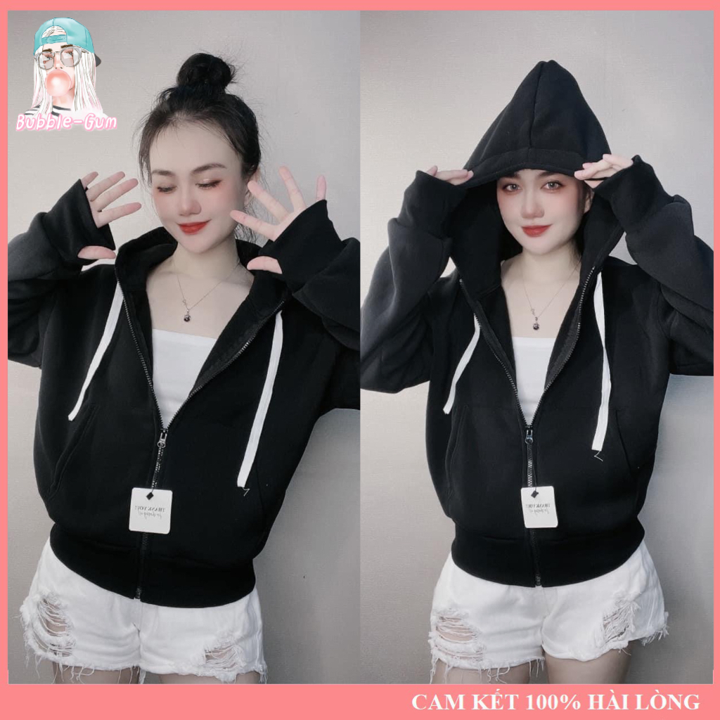 Áo Khoác Nỉ Basic Trơn Form Thường 4 Túi Bubble Gum