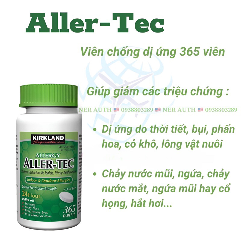 🇺🇸Kirkland Allergy Aller-Tec Indoor & Outdoor Allergies 365v