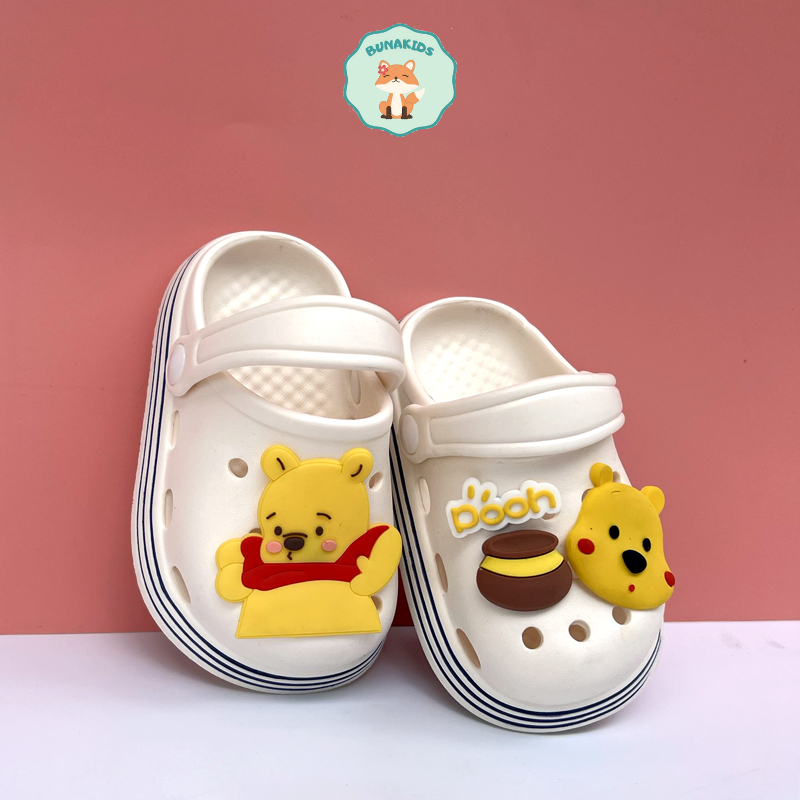 Dép cho bé, sục bé trai, dép bé gái nhựa EVA siêu nhẹ chống trơn trượt dép gấu Pooh siêu yêu Bunakids D15