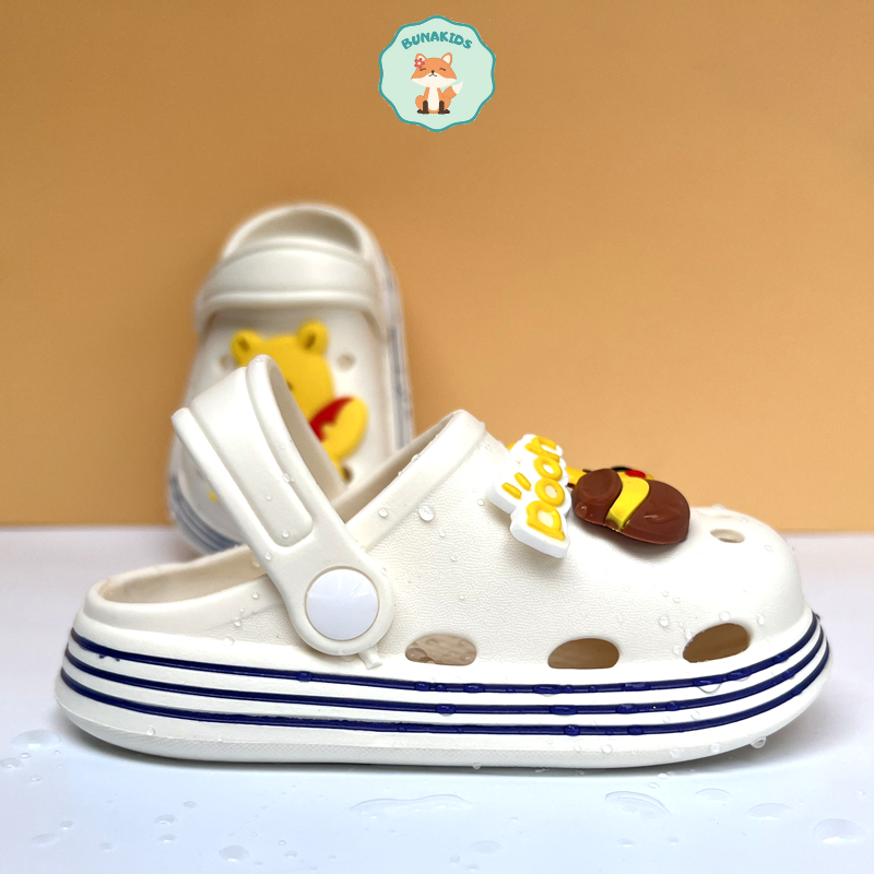 Dép cho bé, sục bé trai, dép bé gái nhựa EVA siêu nhẹ chống trơn trượt dép gấu Pooh siêu yêu Bunakids D15