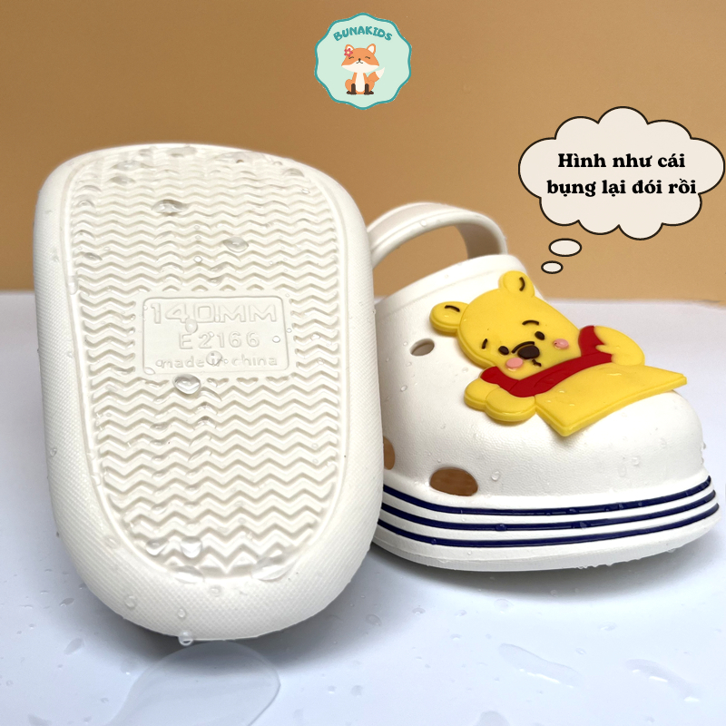 Dép cho bé, sục bé trai, dép bé gái nhựa EVA siêu nhẹ chống trơn trượt dép gấu Pooh siêu yêu Bunakids D15