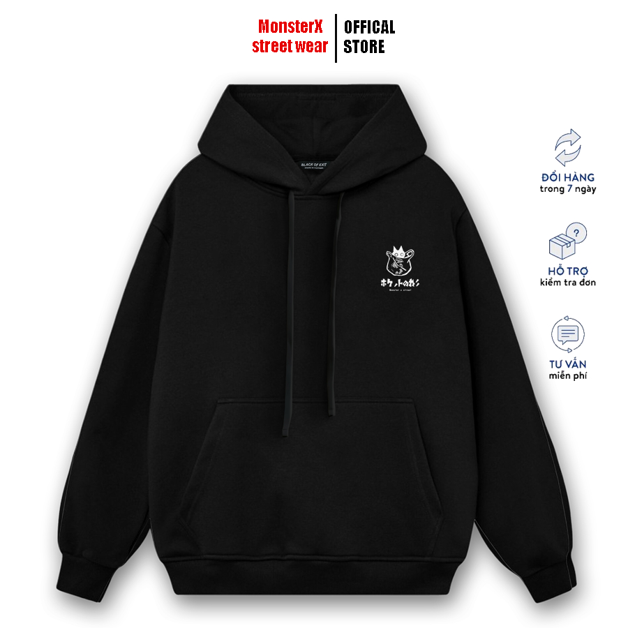 Áo hoodie nỉ bông Monster X Street Mèo Túi nam nữ form rộng thu đông Local Brand