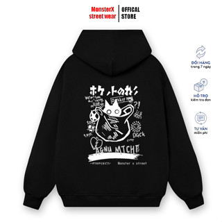  Áo hoodie Mèo Túi nam nữ form rộng thu đông nỉ bông Local Brand Monster X Street 