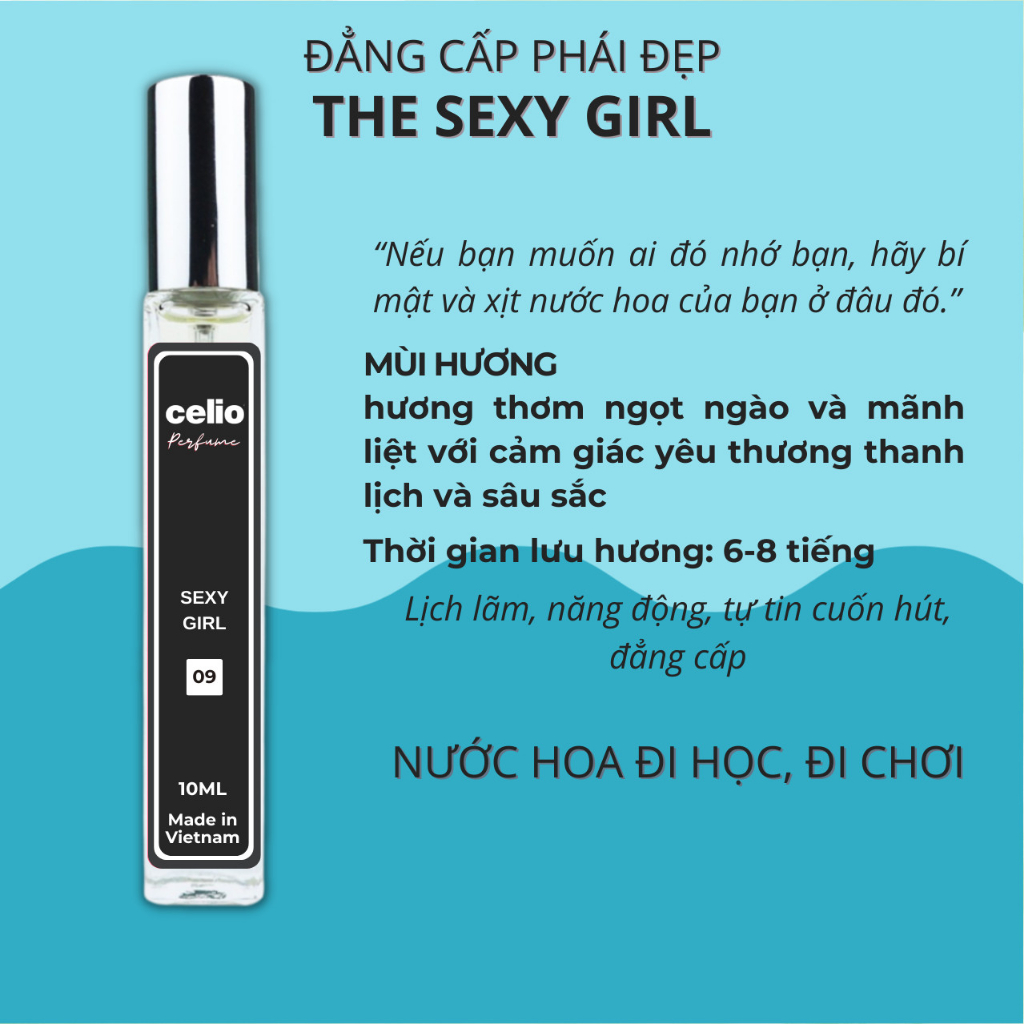 Nước Hoa Nữ Sexy Girl CELIO Tinh Dầu Thơm Quyến Rũ, Gợi Cảm, Ngọt Ngào Chai Xịt 10ml