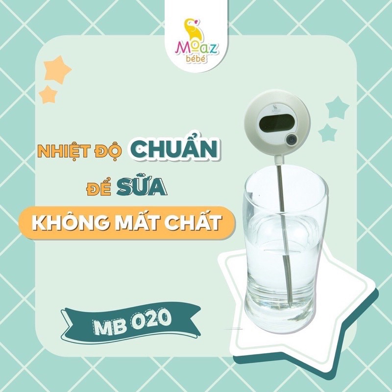 Que đo sữa, nhiệt kế đo sữa đo nước đo thực phẩm moaz bebe mb020 bảo hành chính hãng 12 tháng