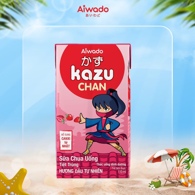 Sữa chua uống Aiwado Kazu Chan Hương Dâu tự nhiên 110ml