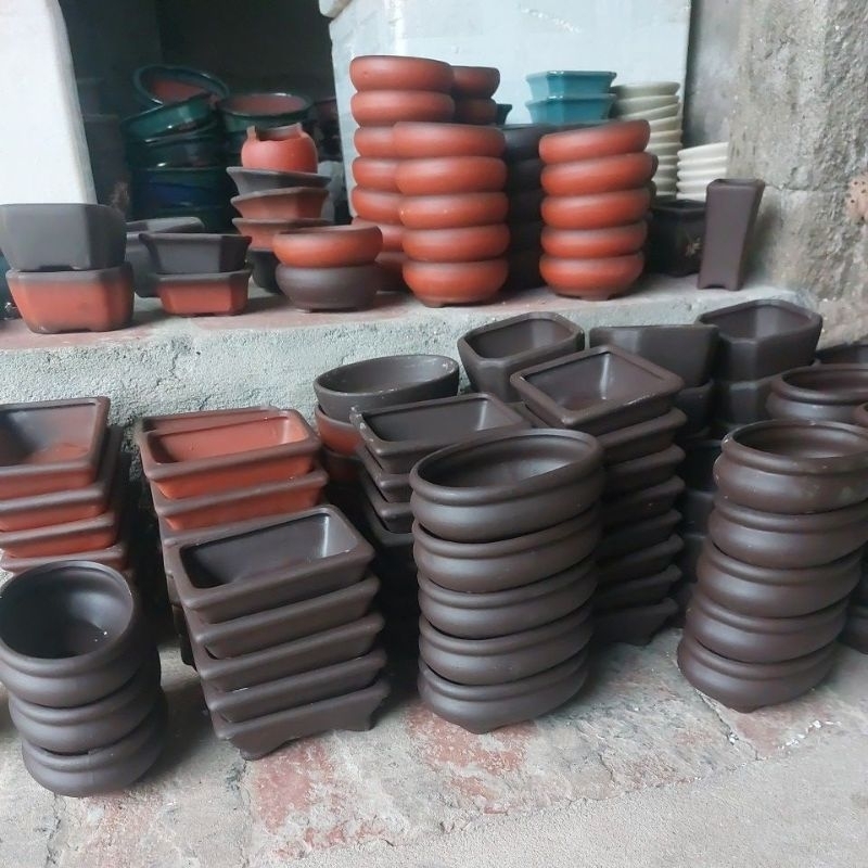 Chậu đất nung mini nhiều mẫu 2 màu nâu và đỏ đẹp