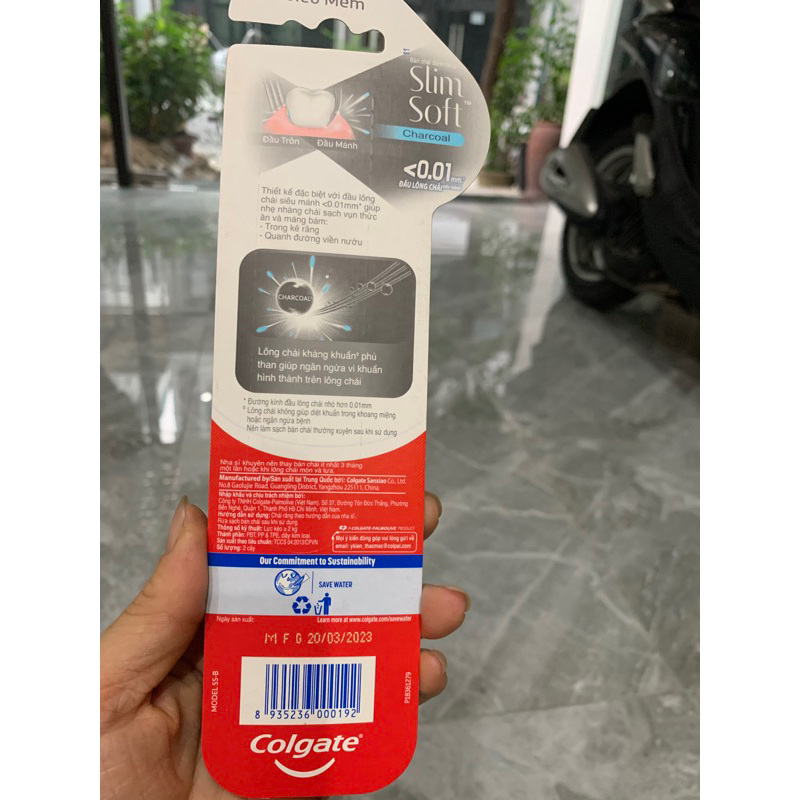 Xả Hàng ! ! ! Lô 2 bàn chải congat slimsot charcoal lông bàn chải kháng khuẩn phủ than giúp ngăn ngừa vi khuẩn