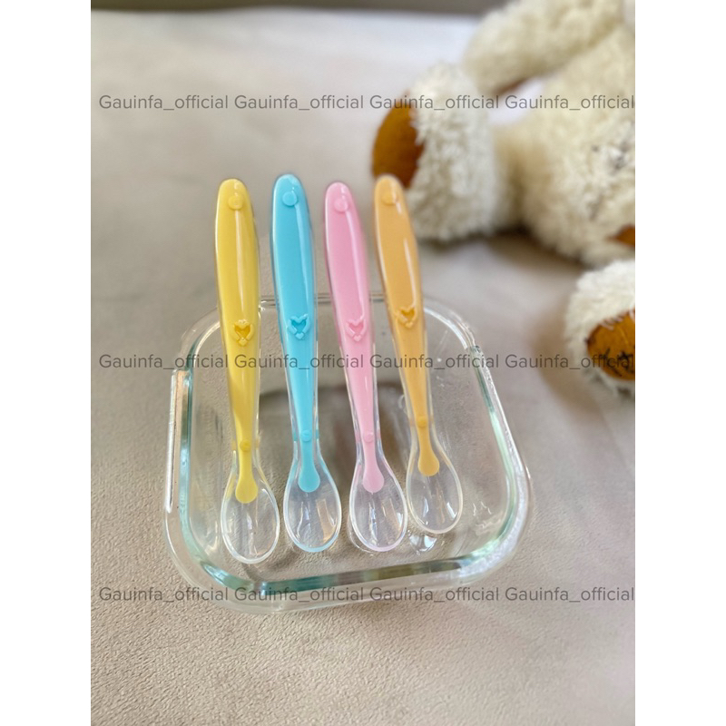 Thìa ăn dặm silicon GAUINFA cao cấp giúp bé tập xúc ăn dặm