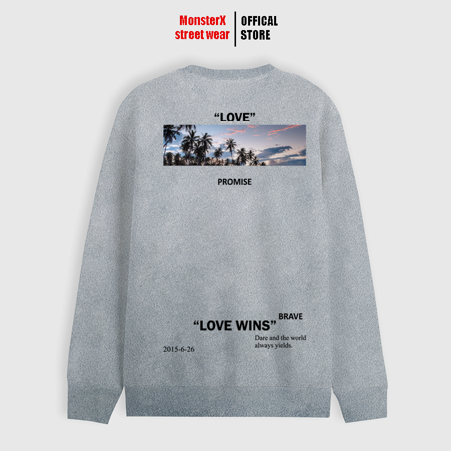 Áo dài tay Sweater  Love Wind Nỉ Bông Unisex Monster X Street Ulzzang cặp đôi nam nữ form rộng oversize Hàn Quốc